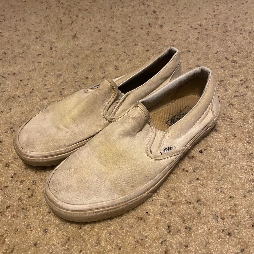 Vans Men's Off-White Slip-On Loafers